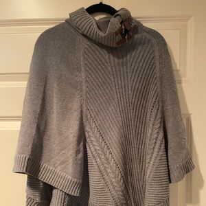 Gray Poncho with Leather/Buckle Detail